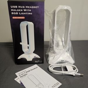Tilted Nation RGB Headset Stand In White, Brand New In Box